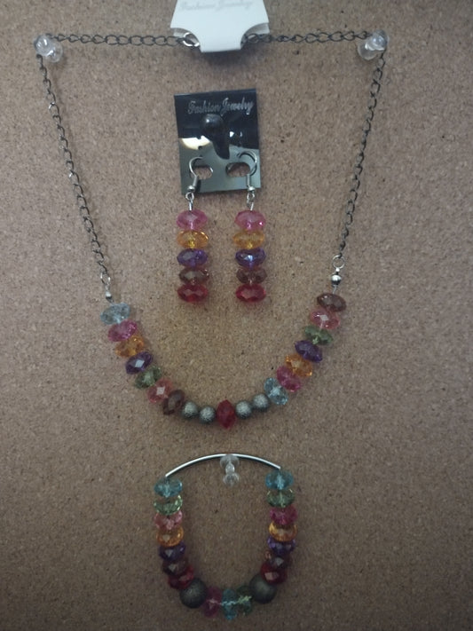 Multi-Color Necklace, Bracelet & Earring Set